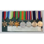 Group - 1939-45 Star, Atlantic Star, Pacific Star, Defence Medal, War Medal, GVI Naval LSGC Medal (