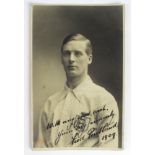 Football RP postcard of Fred Pentland Middlesborough and England. Hand signed by same and dated