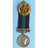 GSM GVI with Malaya clasp named (1565703 Sgt D Rennie RAF) with cap badge. Rank amended