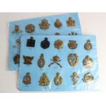 Cap Badges on a blue cards - Departments, Corps with K&K numbers. (30)