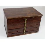 Medal Cabinet: 10 drawer wooden, missing just two spacers in the top drawer, and without key.