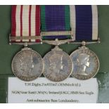 Group mounted as worn - Naval General Service Medal QE2 with Near East clasp (P/M.933167 F W Digby