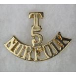 Film Prop ‘T 5 Norfolk’ shoulder title, made for the 1990s television drama ‘All The King’s Men’