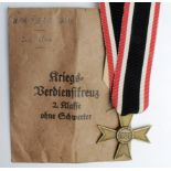 German Nazi War Merit Cross without Swords, with ribbon and packet of issue