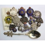 Sweetheart badge collection, all silver or silver hallmarked & enamelled types inc Bedfordshire,