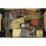 Mixed Militaria Lot including various pouches, belts, holsters, straps, a pair of Canadian leather