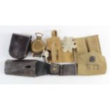 Brass Compass, K98 Frog, Air Ministry Whistle, Cold Pouch, etc (6)