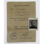 German WW2 Besitzzeugnis to S.S. Oberscharfuhrer Leonhard Peters, 3./S.S. PZ Gren Ausb u Ers Btl.