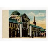 Syria Damascus postcard showing mosque, with c1918 military British Field Post Office FPO and censor