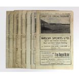 Cardiff City home games 1944/45 v Bristol City x3 different, Lovells Athletic x2 different, Swansea,