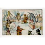 Louis Wain cats postcard - Valentine: Be it ever so humble there is no place like home.