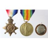 1915 Star and Victory Medal to 307278 E E Everitt S.P.O.RN. Plus 1915 Penny Coin made into an ID Tag