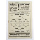 Derby County v Grimsby Town 14th Dec 1935, First Team