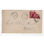 British Honduras 1891 bisect stamp SG.37a used on cover, opened 2 sides, cat £110