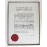 Chief Constable Sir William Booth Rennie Morren (Edinburgh City Police). Original framed Certificate