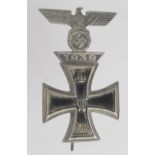 German combined WW1 Iron Cross 1st class with 1939 bar solid construction and show some age wear.