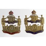 Sweetheart badges (2) R.F.A. (Royal Field Artillery at work) 2 different colours - unusual