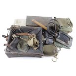 German WW2 equipment consisting of radio operators backpack, entrenching tool with cover, WW2 ration