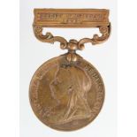 India Medal 1896 (bronze) with Relief of Chitral 1895 clasp named to 152 Duffdr Sikunder Comst