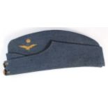 RAF WW2 Officers Forage Cap with correct insignia, named to Judkins. Some small moth nips noted