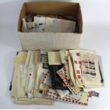 USA - untidy box of material on leaves, commercial mail, on stockcards, etc. Several pre stamp