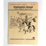 Stromgodset v Arsenal programme for the European Cup, played 15th September 1971