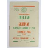 Football Republic of Ireland v Germany scarce programme for match played at Dalymount Park Dublin