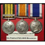 East and West Africa Medal with Witu 1890 clasp (E J Precious, Sergt R.M., HMS Boadicea), BWM (