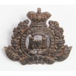 Suffolk Regiment officers cap badge 1st VB, QVC, bronze, maker marked 'B&P'.