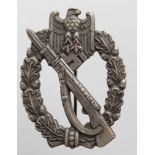 German WW2 Infantry Assault War badge in silver unmarked in box of issue.