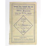 Ipswich Town v Millwall 30th October 1948 League 3 South