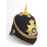 Suffolk Regiment Officers Blue Cloth Helmet, QVC Helmet Plate (c1900 trial plate) helmet made by A &