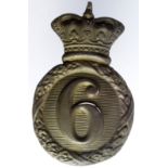 Badge a large 6th Foot helmet plate, Royal Warwicks Regt Victorian or earlier, crown possibly