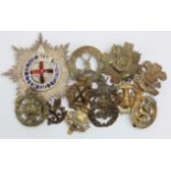 Cap Badges, wide range of Regiments inc 26th Hussars, plus a large Coldstream Guards badge (