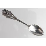 Silver military shooting spoon - 1st. West Yorkshire Regiment - 2 rifles forming the stem. Weighs