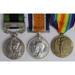 BWM & Victory Medal to 906631 Gnr E J Stevens RA. With India General Service Medal GV with