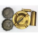 Trench Art ashtrays and lighters, including WW1 Royal Fusiliers and Sherwood Foresters ashtrays made