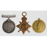 1915 Star Trio to G-9175 Pte J Roach Middlesex Regt. Ring missing from Victory Medal. (3)