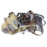 WW1 officers equipment including holster sachet binoculars and case etc.