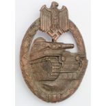 German pressed out bronze Panzer Assault badge