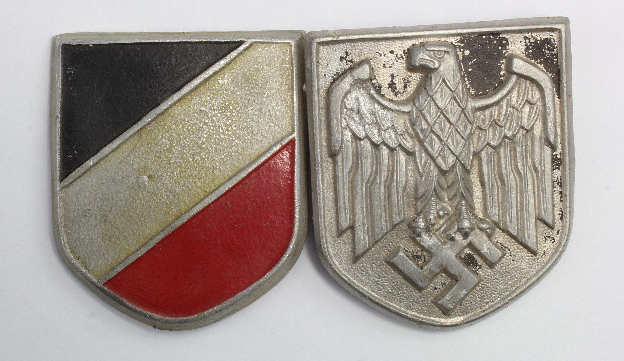 WW2 German Africa Corps Tropical Helmet Badges.