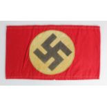 WW2 German N.S.A.P Arm Band with printed explanation and picture.