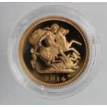 Half Sovereign 2014 Proof FDC in a hard plastic capsule