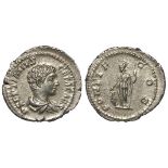 Geta as Caesar, silver denarius, Rome Mint 207 A.D., reverse:- Minerva standing to left holding