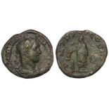 Severus Alexander brass sestertius, Rome Mint 225 A.D., reverse:- Severus Alexander standing left,