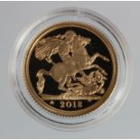 Half Sovereign 2018 Proof FDC in a hard plastic capsule