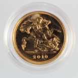 Half Sovereign 2010 BU in a hard plastic capsule