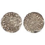 Henry III silver penny Long Cross Issue with no sceptre, Class 2, obverse reads:- *hENRICVS REX