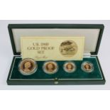 Four coin set 1980 (Five Pounds, Two Pounds, Sovereign & Half Sovereign) FDC boxed as issued