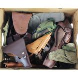 Box of various Holsters inc Webley Mk6 and Colt 45. (Approx 40) Buyer collects